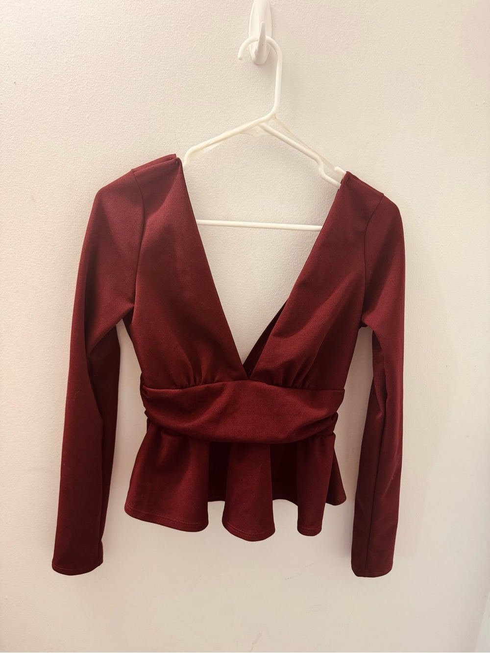 Womens Cocktail V Neck Fall Blouse Elegant Solid Color Shirt Long Sleeve
